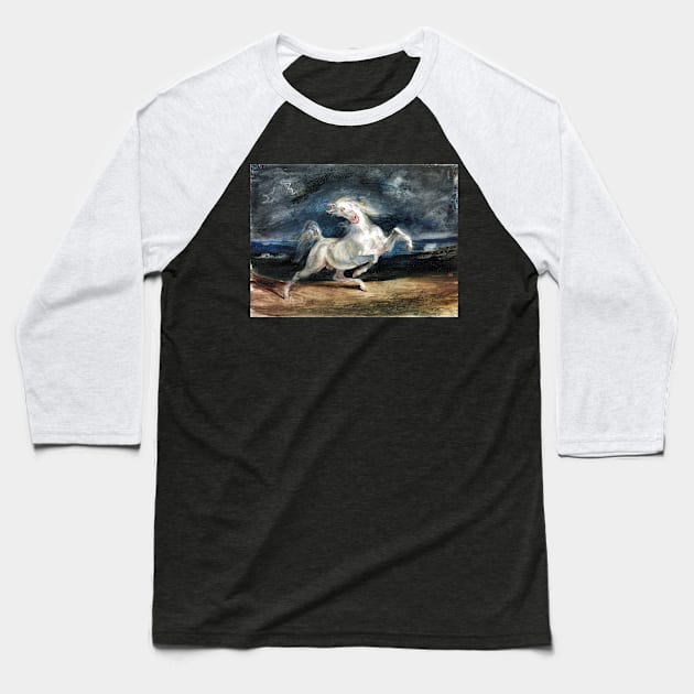 Eugene Delacroix Horse Frightened by Lightning Baseball T-Shirt by pdpress